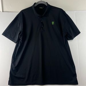 Monster Energy Sport Drink Mens Short Sleeve Polo Black Logo Racing Collared